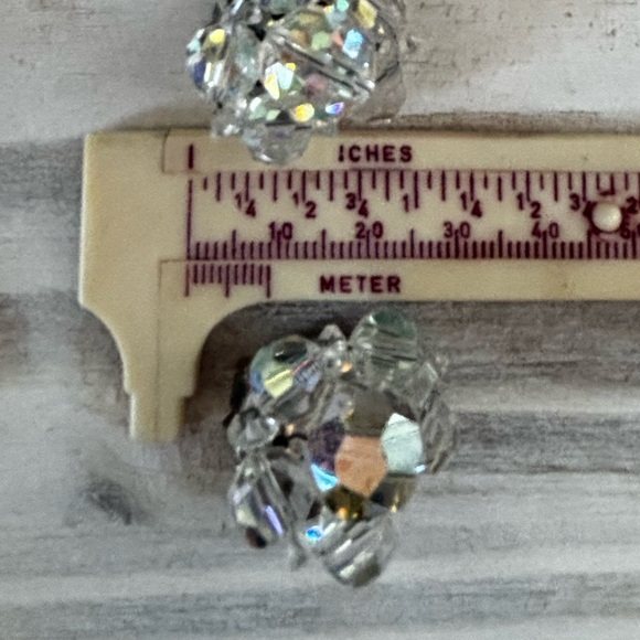 AB crystal double strand bracelet and earrings mid-century - Picture 9 of 13